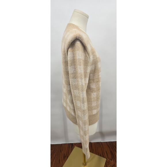 Evereve Collete Checkered Stong Shoulder Sweater - Picture 2 of 5